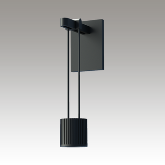 SLS0218 Suspenders Mini Single Sconce with Suspended Cylinder w/Flood Lens Satin Black 