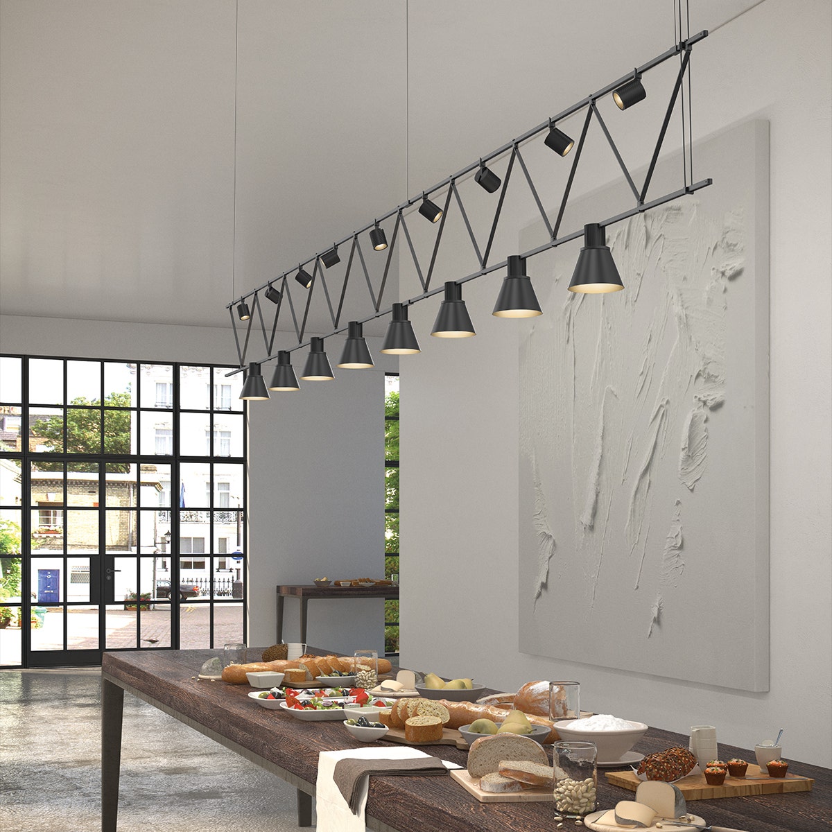Suspenders 14' Flat Truss w/ Power Precise Direct Mount Cylinders w/Cones +  Power Precise Bar-Mounted Aimable Cylinders