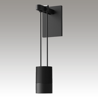 SLS0219 Suspenders Mini Single Sconce with Suspended Cylinder w/Snoot Flood Lens Satin Black 