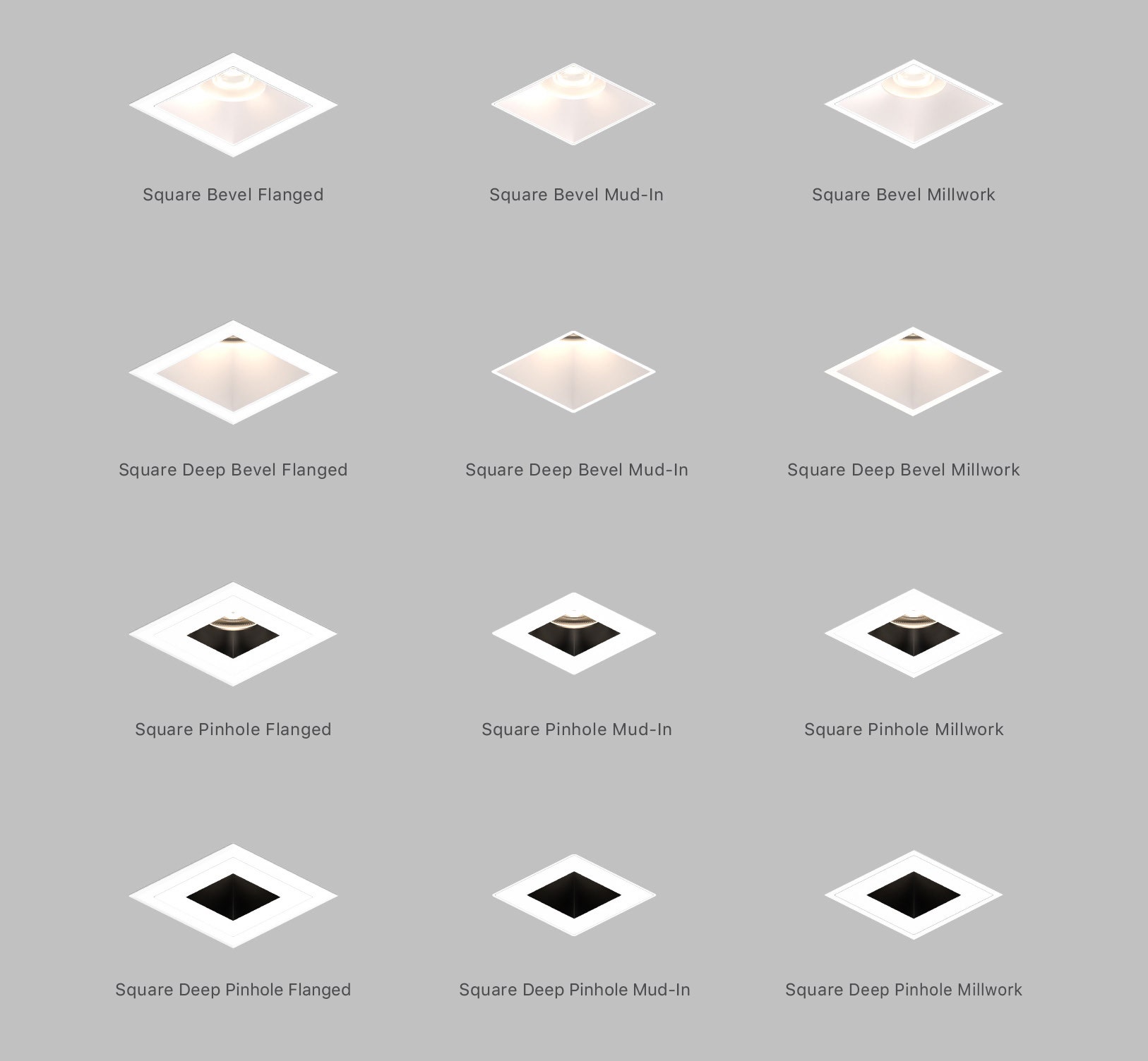 Sonneman Intervals Modularity 3 inch square fixed trim and ceiling applications